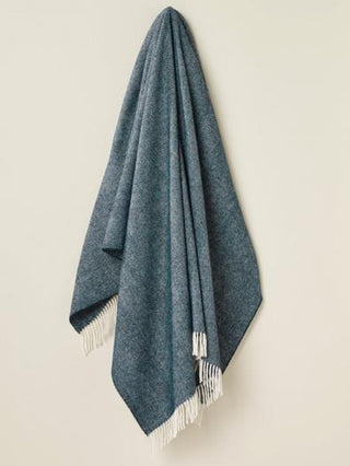 Herringbone Shetland Pure New Wool Throw - Teal - LOOMSHIRE - 2