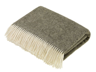 Herringbone Shetland Pure New Wool Throw - Vintage Grey - LOOMSHIRE - 1