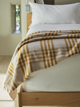 Hex XL Pure New Wool Throw - English Mustard - LOOMSHIRE - 3