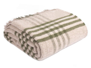 Hex XL Pure New Wool Throw - Olive - LOOMSHIRE - 1