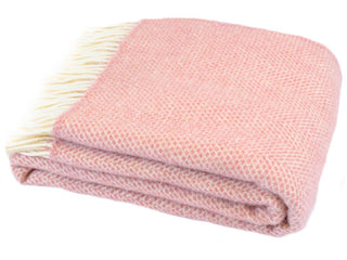 Honeycomb Pure New Wool Throw - Dusky Pink - LOOMSHIRE - 1
