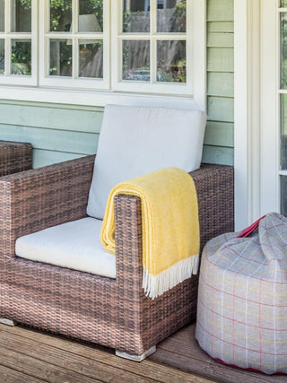 Honeycomb Pure New Wool Throw - Golden Yellow - LOOMSHIRE - 6