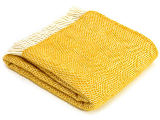 Honeycomb Pure New Wool Throw - Golden Yellow - LOOMSHIRE - 1