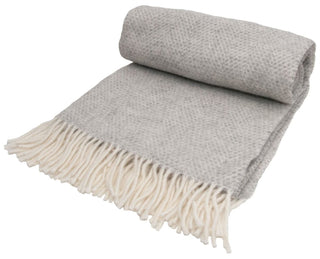 Honeycomb Pure New Wool Throw - Grey - LOOMSHIRE - 6
