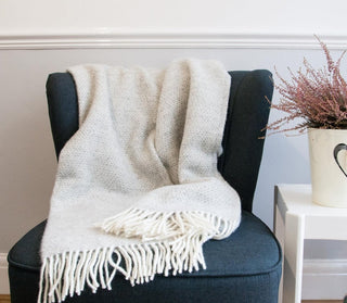 Honeycomb Pure New Wool Throw - Grey - LOOMSHIRE - 3