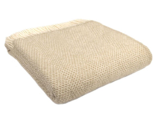 Honeycomb Pure New Wool Throw - Oatmeal - LOOMSHIRE - 1