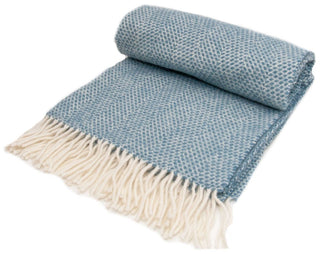 Honeycomb Pure New Wool Throw - Petrol Blue - LOOMSHIRE - 6