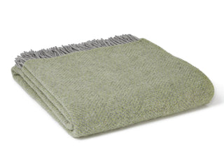 Honeycomb XL Pure New Wool Throw - Fern/Grey - LOOMSHIRE - 1