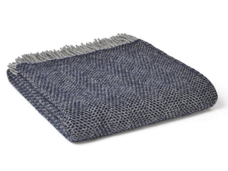 Honeycomb XL Pure New Wool Throw - Navy/Grey - LOOMSHIRE - 1