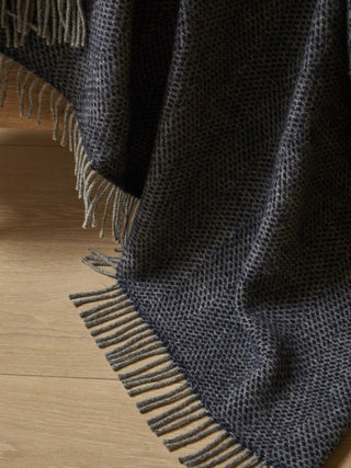 Honeycomb XL Pure New Wool Throw - Navy/Grey - LOOMSHIRE - 4