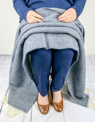 Illusion Pure New Wool Throw - Blue Slate - LOOMSHIRE - 7