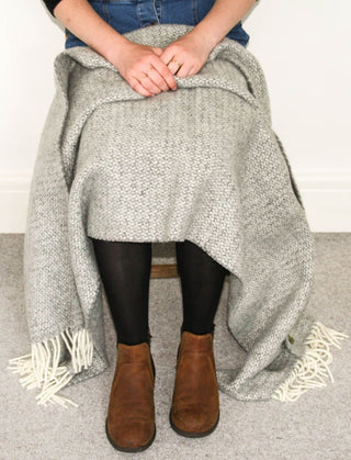 Illusion Pure New Wool Throw - Grey - LOOMSHIRE - 5