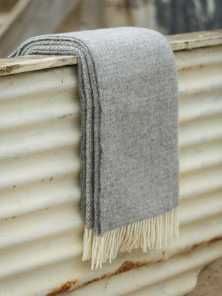 Illusion Pure New Wool Throw - Grey - LOOMSHIRE - 3