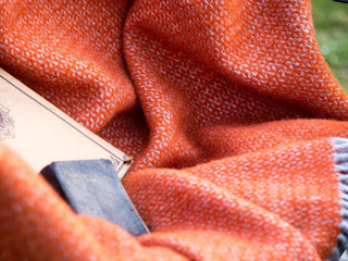 Illusion Pure New Wool Throw - Pumpkin - LOOMSHIRE - 5