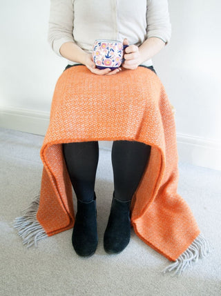 Illusion Pure New Wool Throw - Pumpkin - LOOMSHIRE - 4