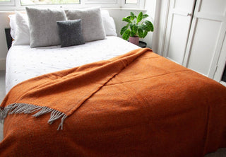 Illusion Pure New Wool Throw - Pumpkin - LOOMSHIRE - 6