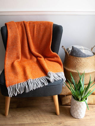 Illusion Pure New Wool Throw - Pumpkin - LOOMSHIRE - 2