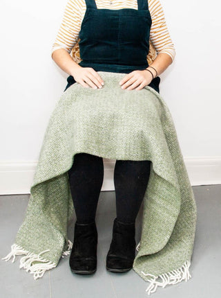 Illusion Pure New Wool Throw - Sage Green/Grey - LOOMSHIRE - 6