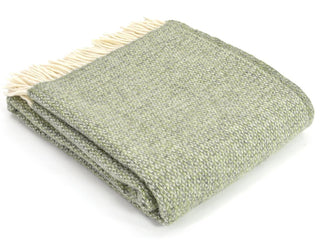 Illusion Pure New Wool Throw - Sage Green/Grey - LOOMSHIRE - 1