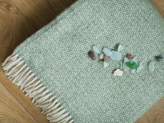 Illusion Pure New Wool Throw - Sage Green/Grey - LOOMSHIRE - 3