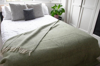 Illusion Pure New Wool Throw - Sage Green/Grey - LOOMSHIRE - 5