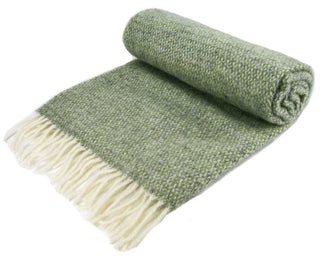 Illusion Pure New Wool Throw - Sage Green/Grey - LOOMSHIRE - 7