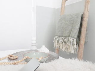 Illusion Pure New Wool Throw - Sage Green/Grey - LOOMSHIRE - 8