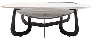 Imperia 2 Tier Large Asymmetrical Ceramic Coffee Table - LOOMSHIRE - 4