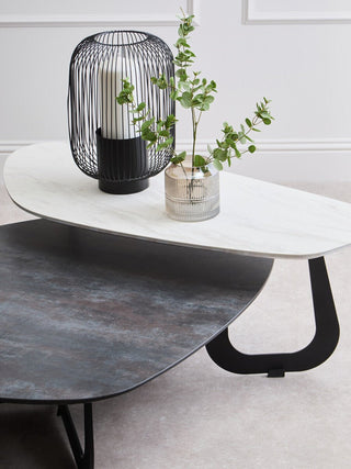 Imperia 2 Tier Large Asymmetrical Ceramic Coffee Table - LOOMSHIRE - 6