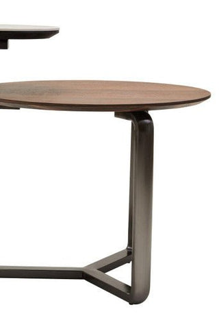 Imperia 2 Tier Round Veneer and Ceramic Coffee Table - LOOMSHIRE - 4