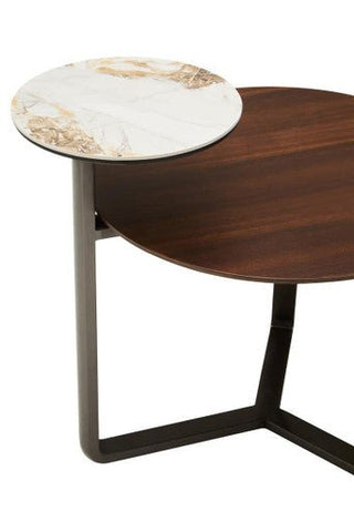 Imperia 2 Tier Round Veneer and Ceramic Coffee Table - LOOMSHIRE - 5