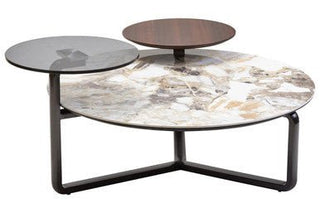 Imperia 3 Tier Round Ceramic Marble Effect Coffee Table - LOOMSHIRE - 1