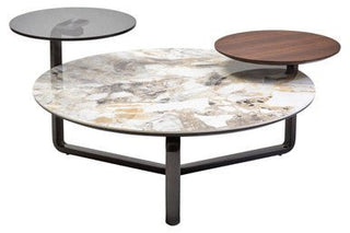 Imperia 3 Tier Round Ceramic Marble Effect Coffee Table - LOOMSHIRE - 2