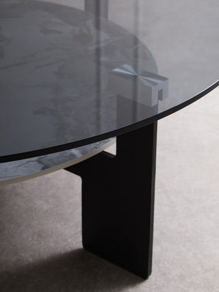 Imperia Round Grey Glass And Ceramic Large Coffee Table - LOOMSHIRE - 5