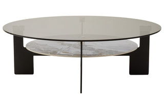 Imperia Round Grey Glass And Ceramic Large Coffee Table - LOOMSHIRE - 1
