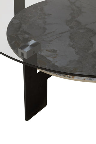 Imperia Round Grey Glass And Ceramic Large Coffee Table - LOOMSHIRE - 3
