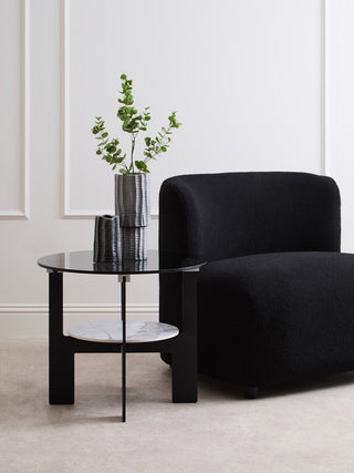 Imperia Round Grey Glass And Ceramic Small Coffee Table - LOOMSHIRE - 2