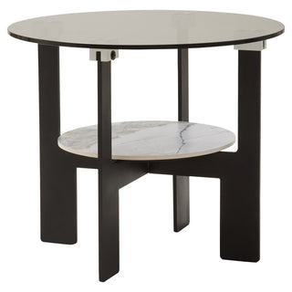 Imperia Round Grey Glass And Ceramic Small Coffee Table - LOOMSHIRE - 1