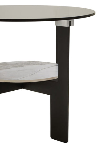 Imperia Round Grey Glass And Ceramic Small Coffee Table - LOOMSHIRE - 7