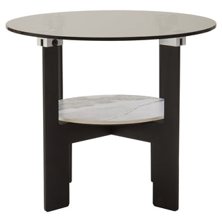 Imperia Round Grey Glass And Ceramic Small Coffee Table - LOOMSHIRE - 3