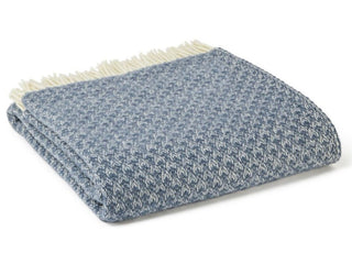 Isobel Crescent Pure New Wool Throw - Blue Slate - LOOMSHIRE - 1