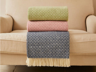 Isobel Crescent Pure New Wool Throw - Fern - LOOMSHIRE - 5