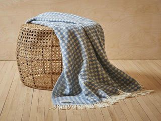 Jacquard Spot Pure New Wool Throw - Blue Jay - LOOMSHIRE - 2