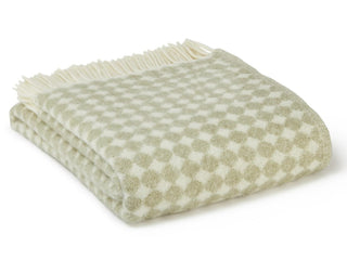 Jacquard Spot Pure New Wool Throw - Sage - LOOMSHIRE - 1