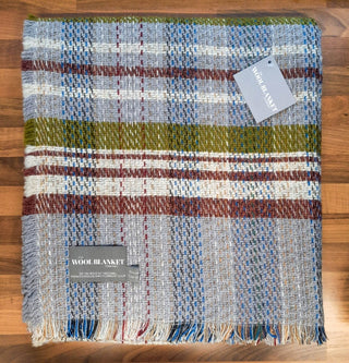 Large Checked Random Recycled Wool Blanket - LOOMSHIRE - 29