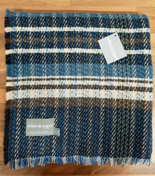 Large Checked Random Recycled Wool Blanket - LOOMSHIRE - 38