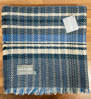 Large Checked Random Recycled Wool Blanket - LOOMSHIRE - 39