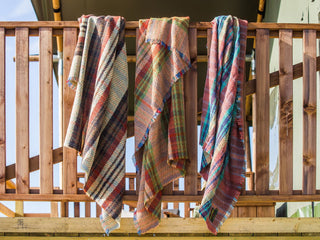 Large Checked Random Recycled Wool Blanket - LOOMSHIRE - 14