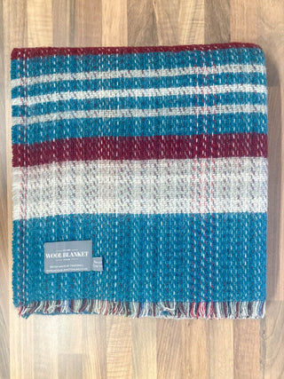 Large Checked Random Recycled Wool Blanket - LOOMSHIRE - 19
