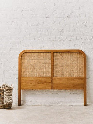 Lyon Natural Rattan And Oak Double Bed Headboard - LOOMSHIRE - 2